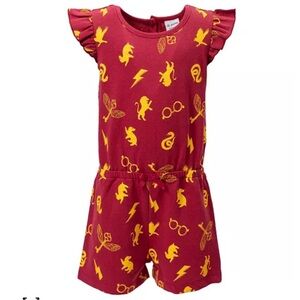 Harry Potter Wizarding World Ruffle Sleeve House Logo Romper